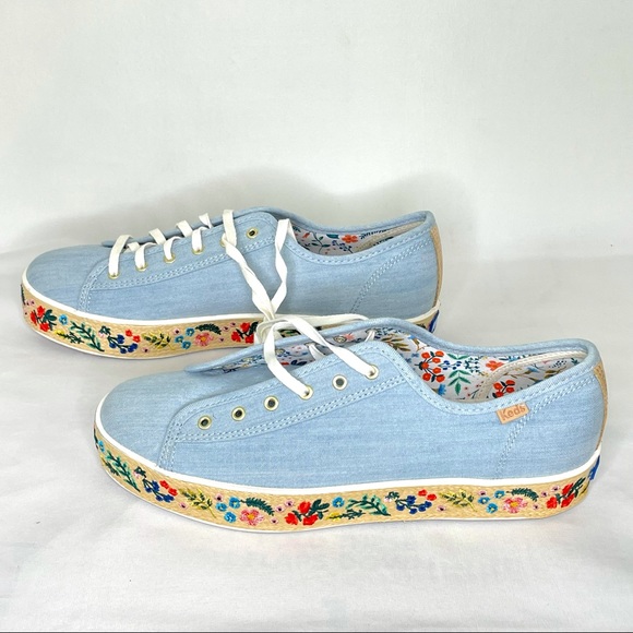 Anthropologie Keds x Rifle Paper Co. Rosalie Embroidered Triple Kick Sneakers 10 - Picture 11 of 14